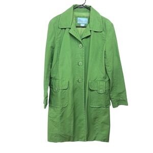 Utility Trench Coat L Cotton‎ Nine West Green Minimalist Classic Layering